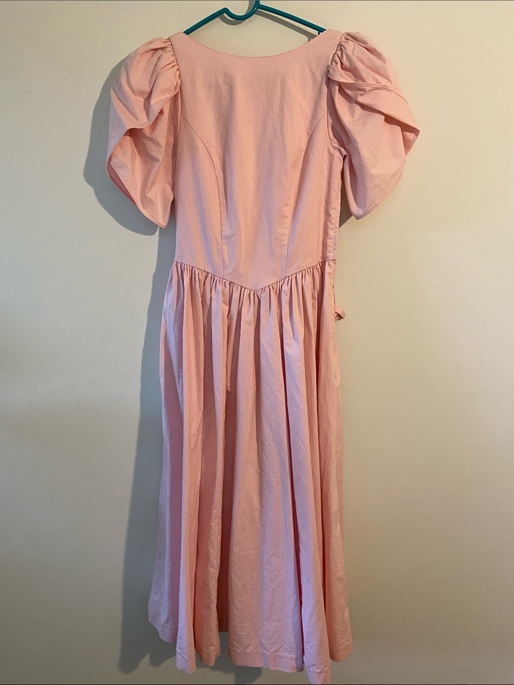 Vintage Laura Ashley Light Pink Puff-Sleeve Formal Dress